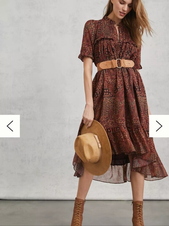 Anthropologie Dresses & Skirts - Anthropologie Pinnacle Made In India Detailed W Silk Fall Vibes High-Low Midi